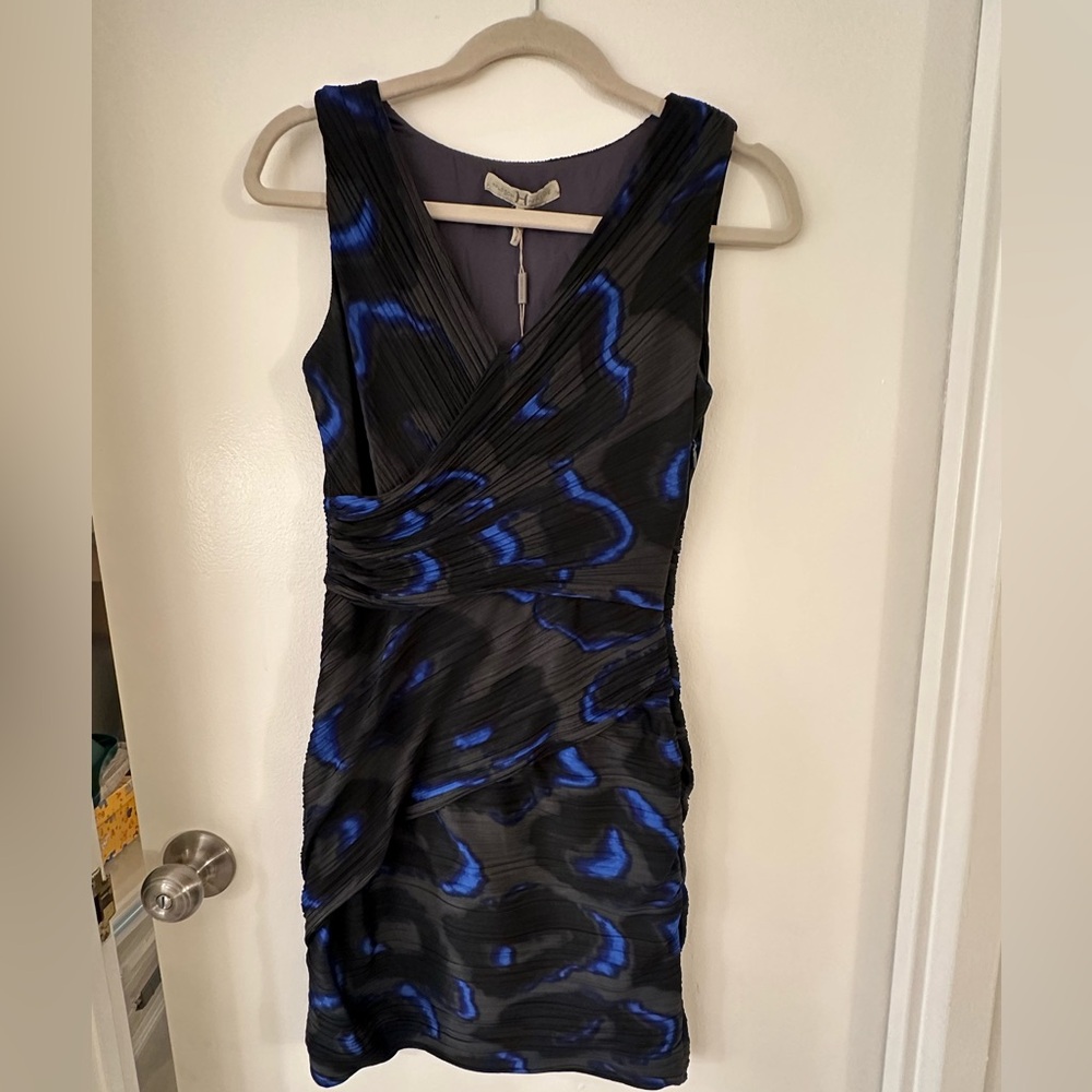 NWT Halston Heritage Black and Blue Mini Dress